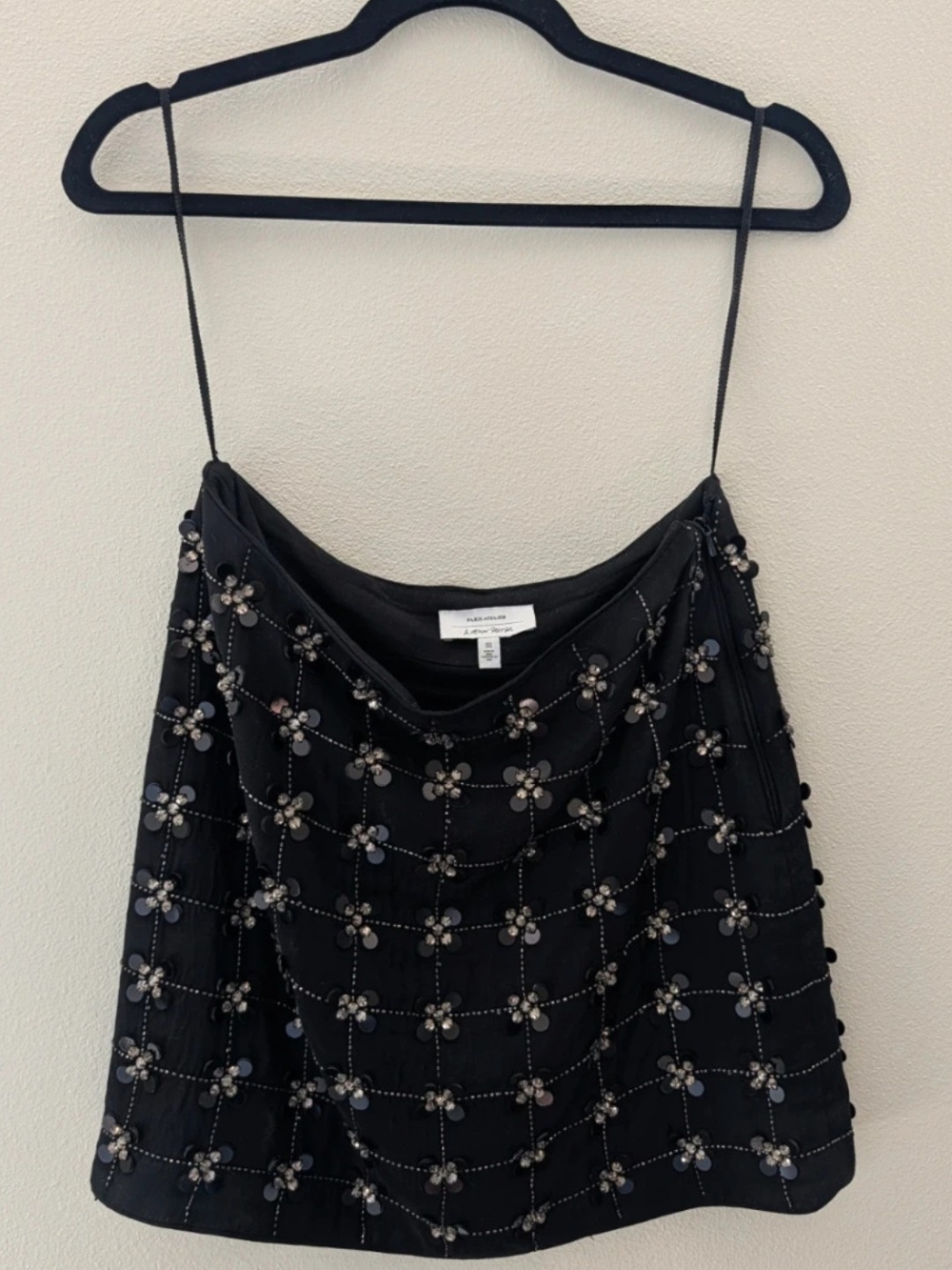 & Other Stories Black Beaded Mini Skirt